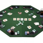 eSecure: Tapis de table Poker (pliables) pour 8 joueurs avec plateau de jetons de poker et des porte-boissons