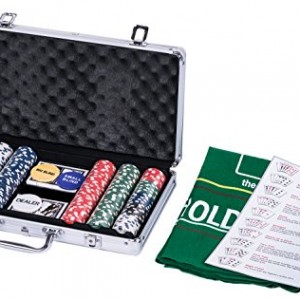 eSecure : Set Poker professionnelle de 300 jetons livré avec une mallette en Aluminium, 2 Deck de cartes, Des, et bouton dealer